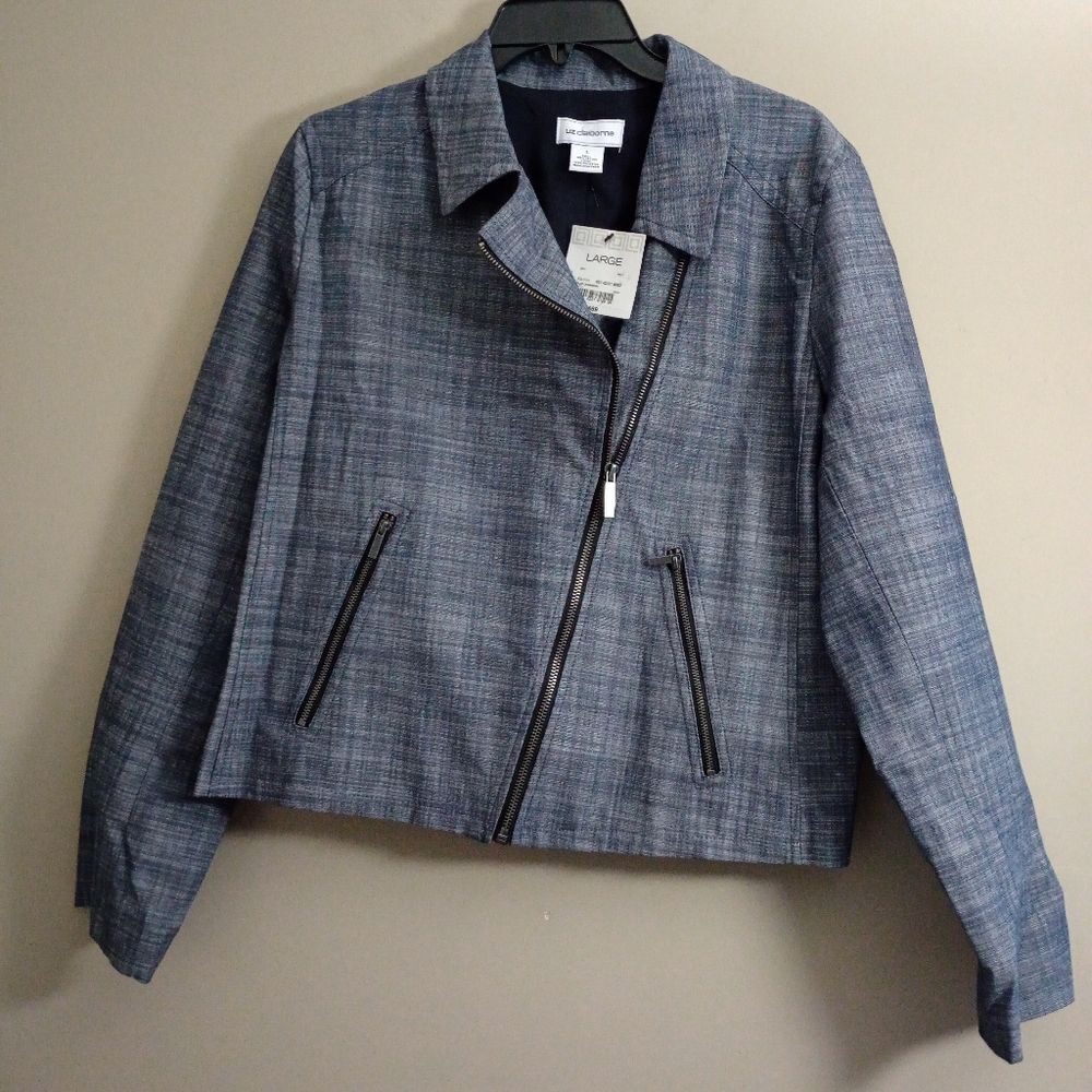 NWT Liz Claiborne Asymmetrical Full Zip Moto Jacket Size Large
